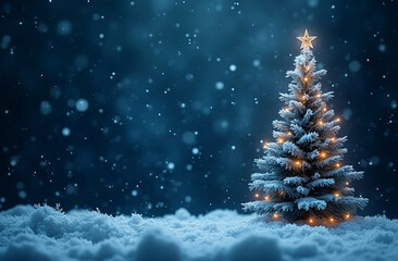 christmas tree with snow