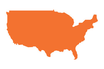 USA Map in orange, perfect representation of the countrys geographical features and location icon