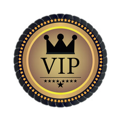 VIP membership badge with crown and stars, symbolizing exclusivity and privilege, luxury club design icon