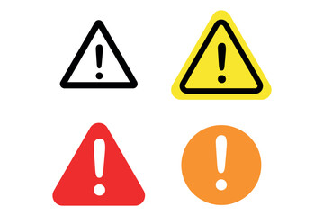 multiple warning signs with caution triangle and alert in yellow and red, danger icon symbols