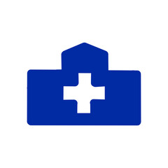 Hospital Icon – Medical Building with Cross Symbol・病院・医療施設のシンボルアイコン｜十字マーク入り建物ロゴ	