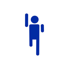 Obraz premium 手を挙げる人物アイコン｜片足ポーズ・元気な動き Raised Hand Pose Icon – Energetic One-Leg Stance 