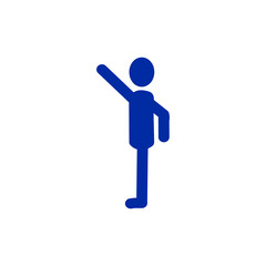 手を挙げる人物アイコン（横向き）｜挨拶・呼びかけ・注意喚起のピクトグラム Person Raising Hand Icon – Greeting, Calling, or Attention Symbol