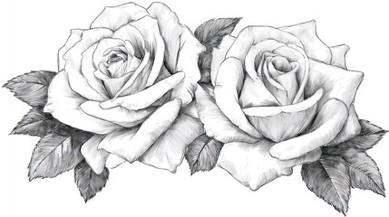 Two detailed grayscale roses
