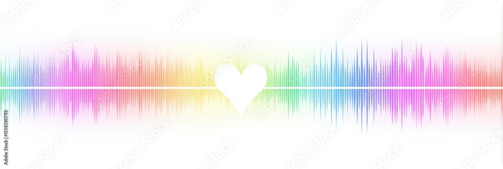 Aufkleber heartbeat line in rainbow gradient culminating in a soft heart symbolizes love and emotion