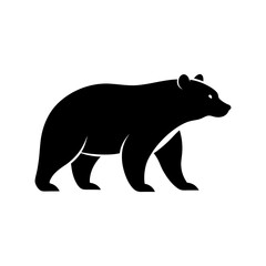 Bear silhouette emblem design with bold wildlife theme on white background  