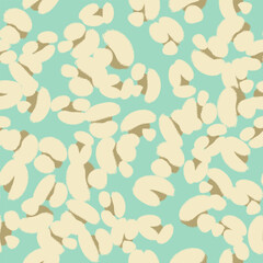 Floral seamless blue pattern with different abstract fluffy flowers. Vector background, design, print, wrapping paper, textile