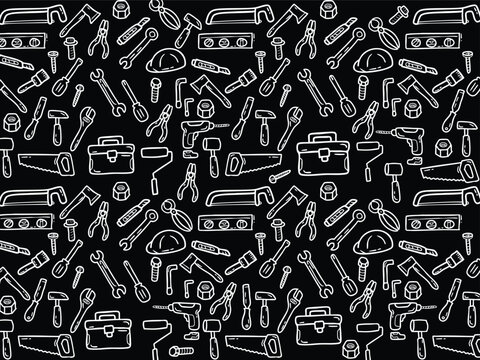 Background or pattern with Tools theme. With doodle style. For layout, website, graphic design. - Powered by Adobe