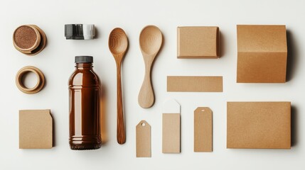 Brown Cork Packaging Mockup for Bottles with Custom Stickers and Shapes for Creative Projects