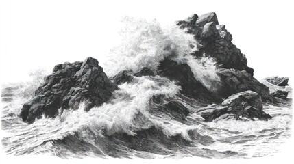 Rocky shore with crashing waves