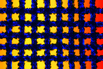 Dark blue grid lattice on red yellow lighting gradient for decoration