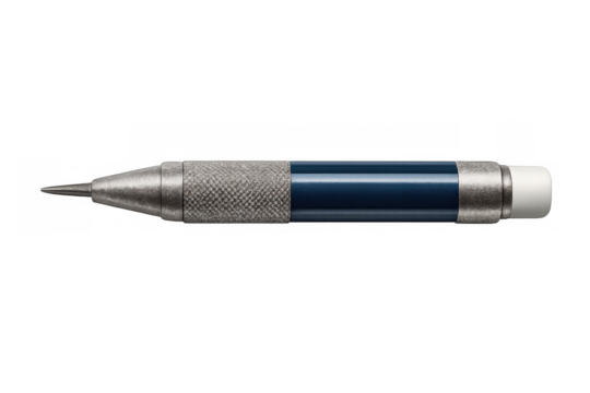 Knurled grip drafting pencil lying horizontally on a transparent background, ready for precise drawing and sketching