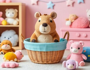 Adorable Plush Capybara Toy – Isolated and Styled Scenes