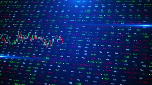 Financial report background graph charts motion. Abstract futuristic stock market interface . Crypto currency commerce Line graph and numbers in stock market. Business Success and growth concept