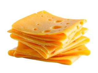 Stack of yellow cheese slices holes dairy product food