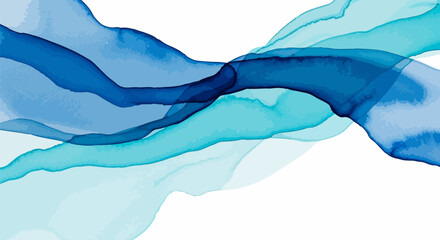 Flowing Blue Watercolor Abstract on White Background

