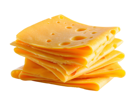 Stack of yellow cheese slices holes dairy product food