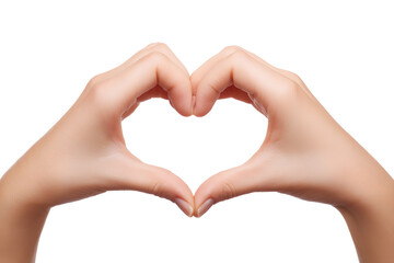 Fototapeta premium Hands forming heart shape in air at sunset. Concept of self-love, emotional connection, and gratitude.