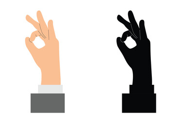 Hand of Business Man Showing OK Sign Isolated on White. Signs and body gestures concept vector art