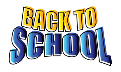 Back to School colorful gradient text isolated on white background