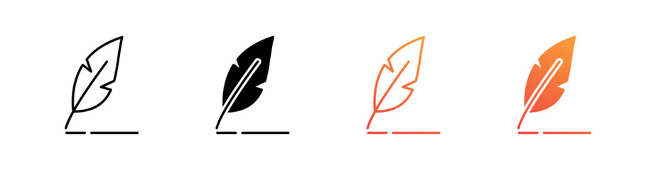 Feather Pen Multiple Style Icon Set 