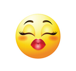 Kissing emoticon vector isolated character. Female emoji icon.