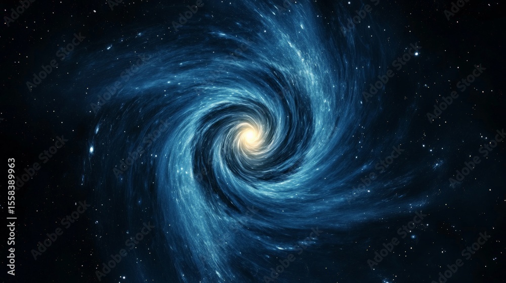 Aufkleber Mesmerizing spiral galaxy featuring a brilliant core forms a captivating cosmic vortex, surrounded by countless shimmering stars in the boundless depths of deep space