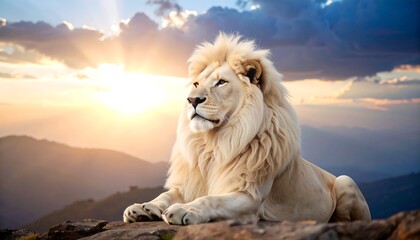 Majestic white lion at sunset (2)