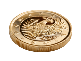 Golden Euro Coin Featuring an Eagle Design