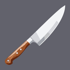 Professional Chef's Knife Wood Handle - Vector Illustration