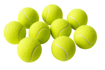 Group of tennis balls isolated on transparent background