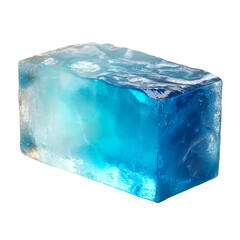 Obraz premium Blue ice cube on black background a glacial beauty