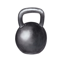 Isolated kettlebell weight on transparent background.