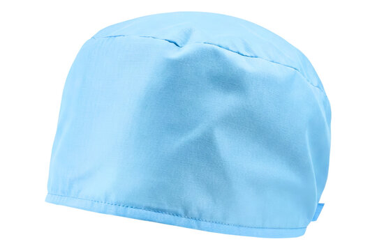 Light blue fabric surgical cap isolated on a transparent background