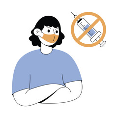 Refusal of vaccination Modern illustrations. Eps 10 file 