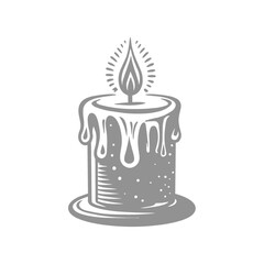 Candle with Lit Flame Hand-drawn Illustration