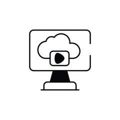Cloud Video icon design with white background stock illustration
