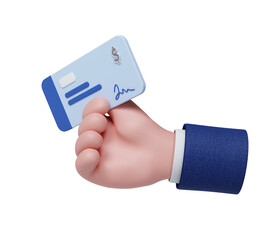 Digital payment solutions represented by a credit card in hand. 3D render illustration