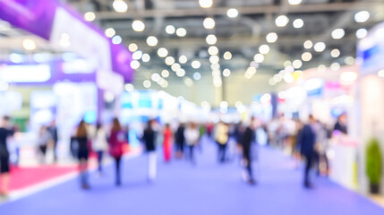 Fototapeta premium Business professionals interact at a large international trade show in an exhibition hall