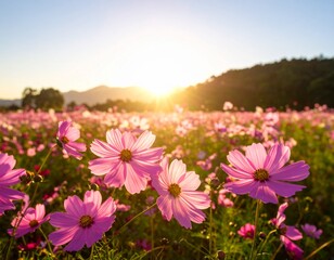 Pink flower field.