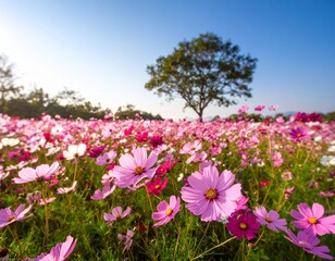 Pink flower field.