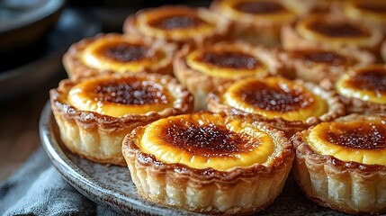 Fototapeta premium Delicate egg tart with crisp crust and smooth custard filling