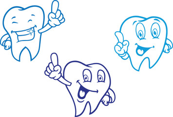 Tooth Character Doodle Vector | Funny Cartoon Teeth Talking with Hand-Drawn Sketch Style

