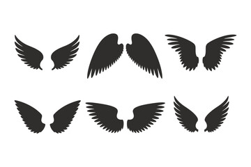 Collection of six different angel wings silhouettes