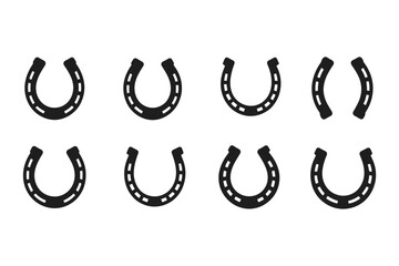 Collection of eight horseshoe shapes in black color