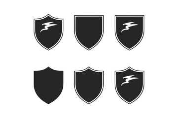 Collection of shields with and without symbols