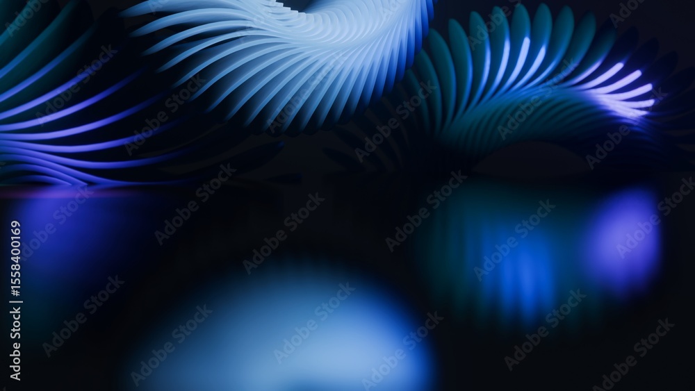 Fototapete abstract background of blurred graphics of blue and purple spiral waves in shades. 3d rendering of b