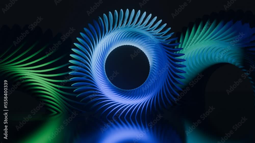 Poster abstract background with motion graphics of blue gradient wheel in shade . 3d rendering of neon blue