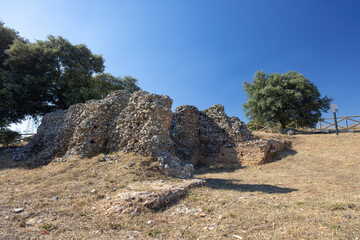 Ruins of Castrum Coeranos revealing ancient Roman architecture in Palacios del Pan, Zamora, Spain
