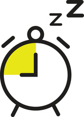 Sleep Timer Icon with Alarm Clock and Zzz Symbol – Bedtime and Rest Reminder Graphic, Vector